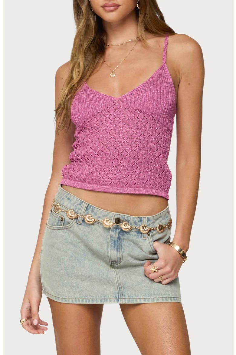 Frankey Sparkly Knit Camisole, Main, color, PINK