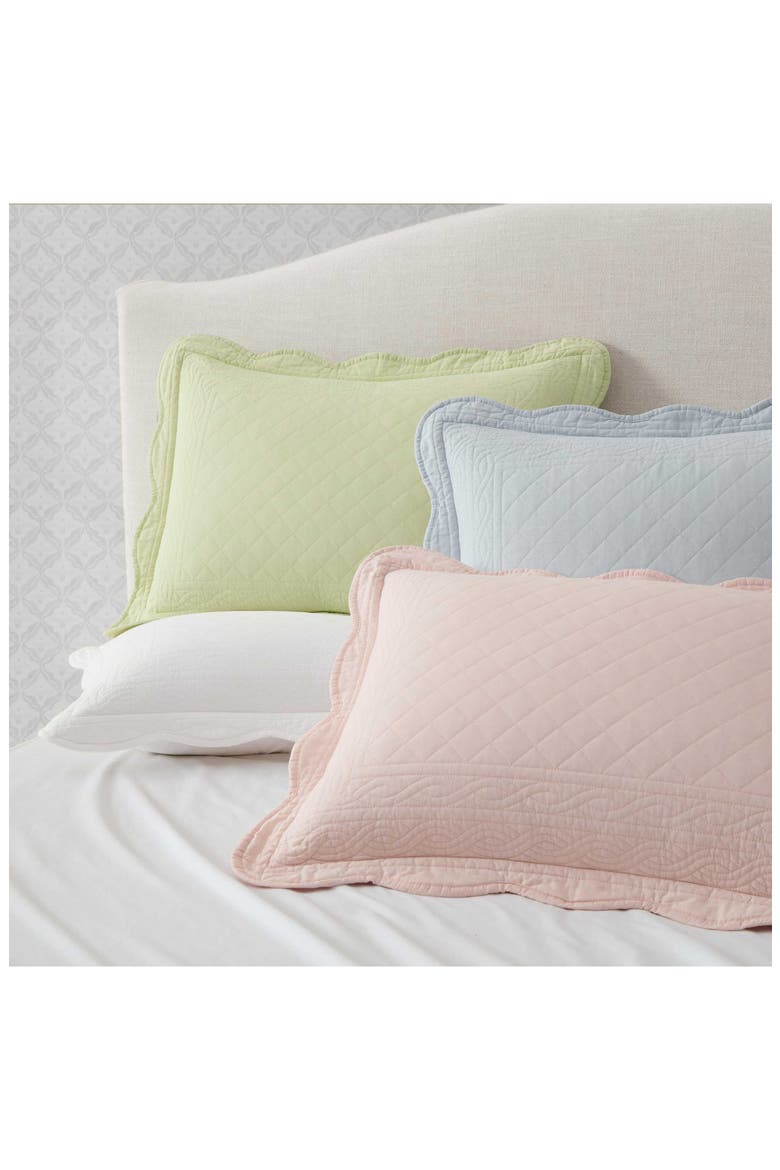 Vintage Scallop Cotton Percale Quilt, Alternate, color, SOFT PINK