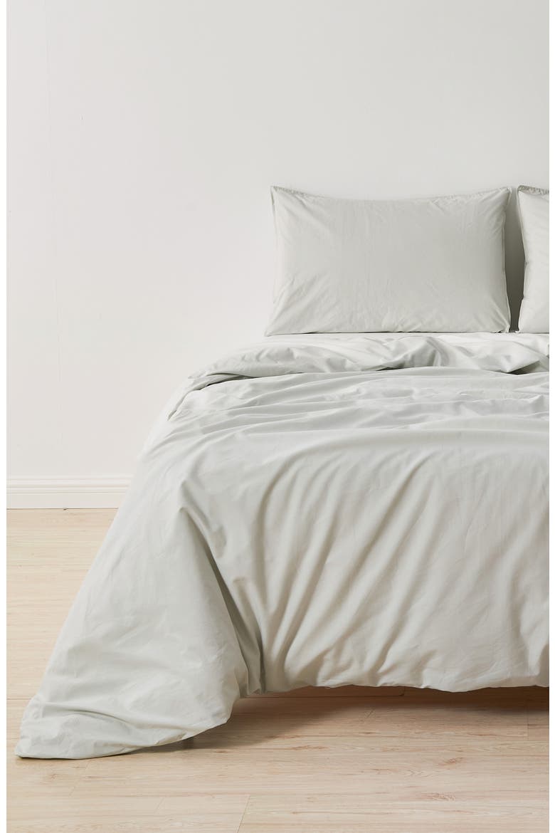 Cotton Percale Duvet Cover, Alternate, color, SAND