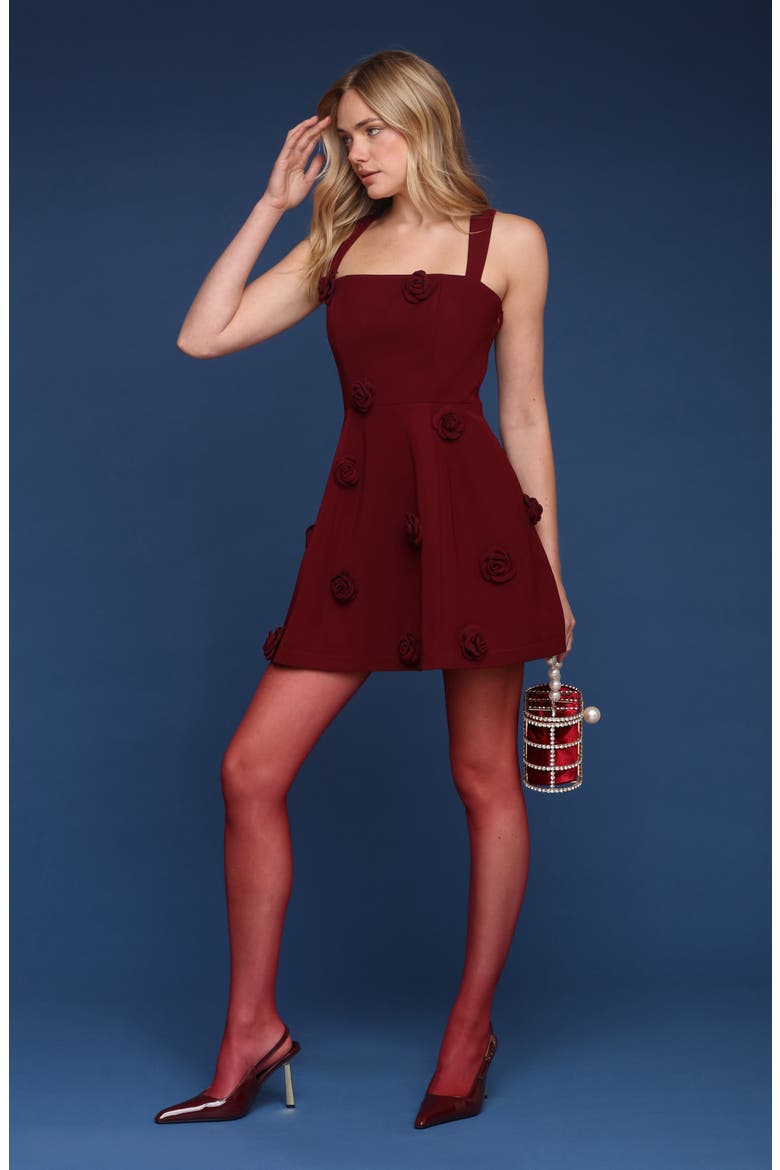 Rosette Appliqué Minidress, Alternate, color, MERLOT