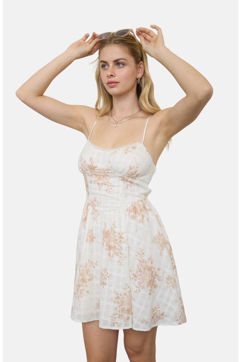 Floral Print Minidress, Alternate, color, KHAKI