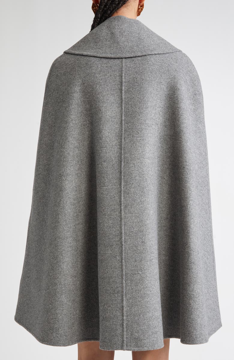 Carolina Herrera Double Face Virgin Wool Peacoat Cape, Alternate, color, Melange Grey