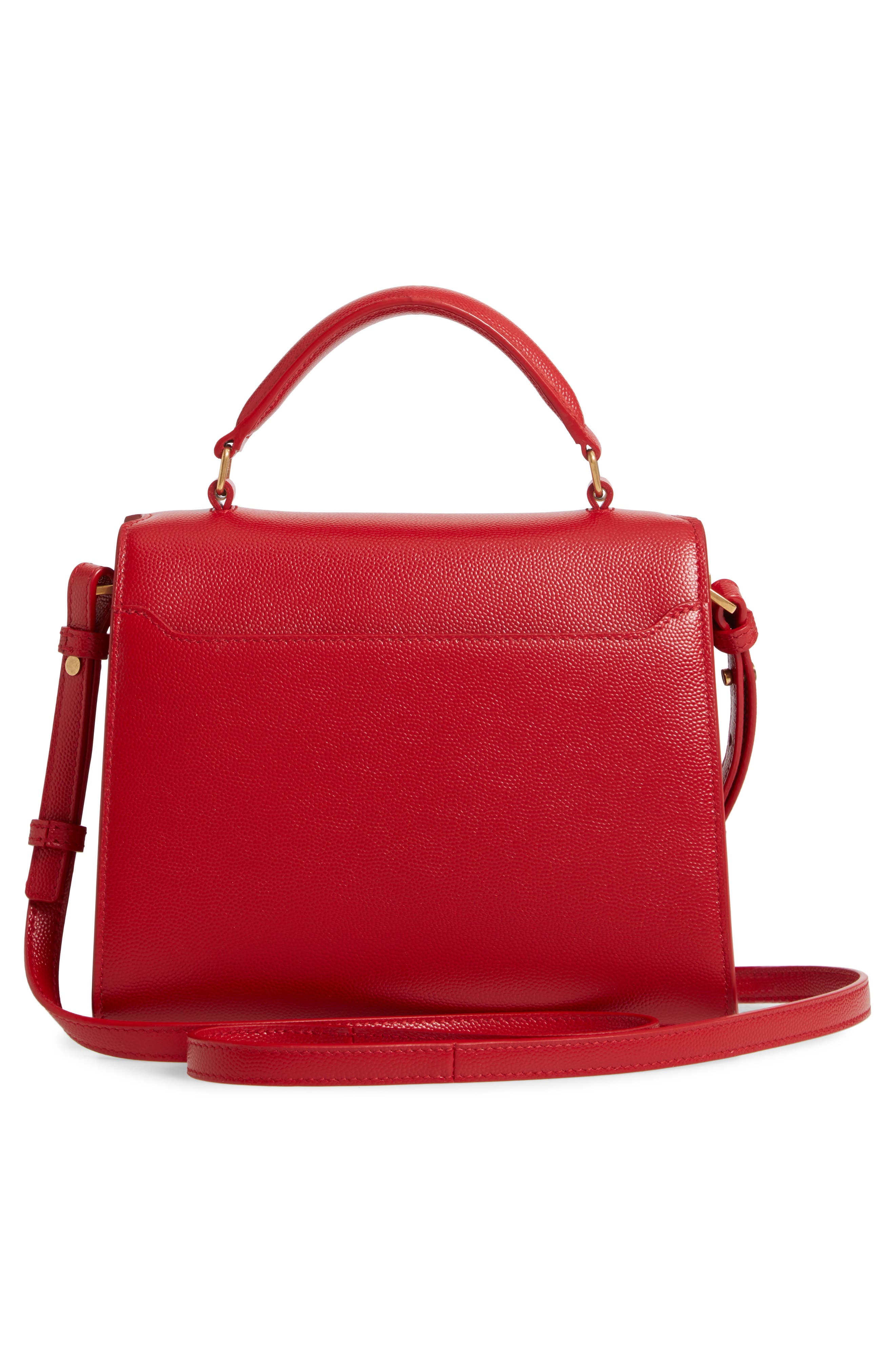 Saint Laurent Mini Cassandre Leather Top Handle Bag, Alternate, color, 