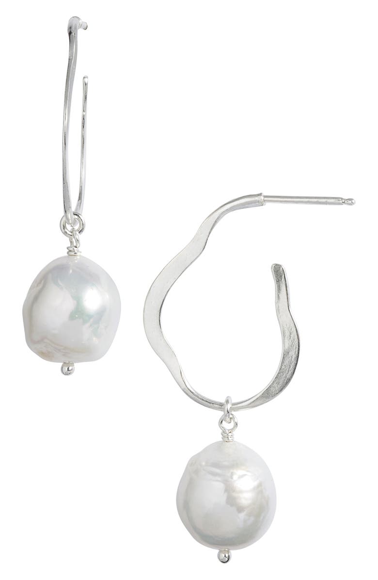 Chan Luu Baroque Pearl Hoop Earrings, Main, color, 