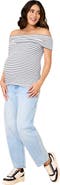 MOTHERHOOD MATERNITY Rib Knit Short Sleeve Off The Shoulder Top