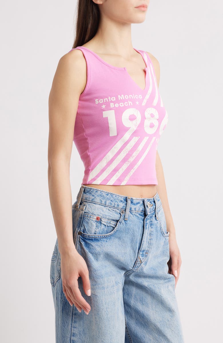Vinyl Icons Santa Monical 86 Split Neck Graphic Tank, Alternate, color, Fuchsia Pink