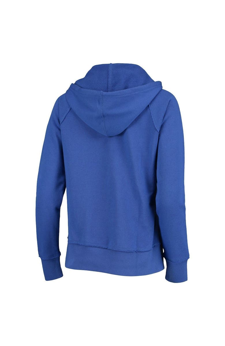 Junk Food Women's Junk Food Royal Seattle Seahawks Raw Edge Raglan Notch Neck Pullover Hoodie, Alternate, color, 