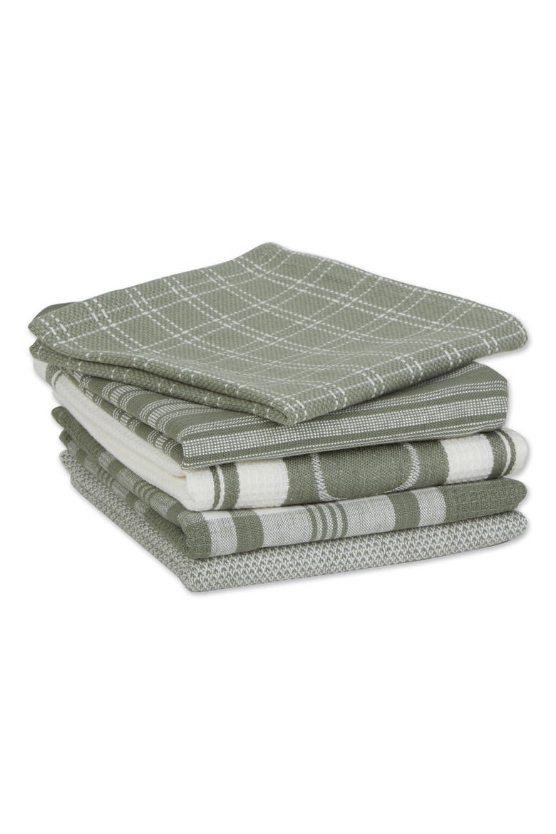 Foodie Dishtowel & Dishcloth Set/5, Alternate, color, Artichoke Green