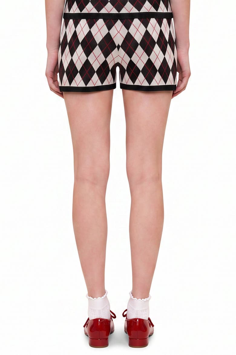 Daydreamers Argyle Knit Mini Short, Alternate, color, BLACK
