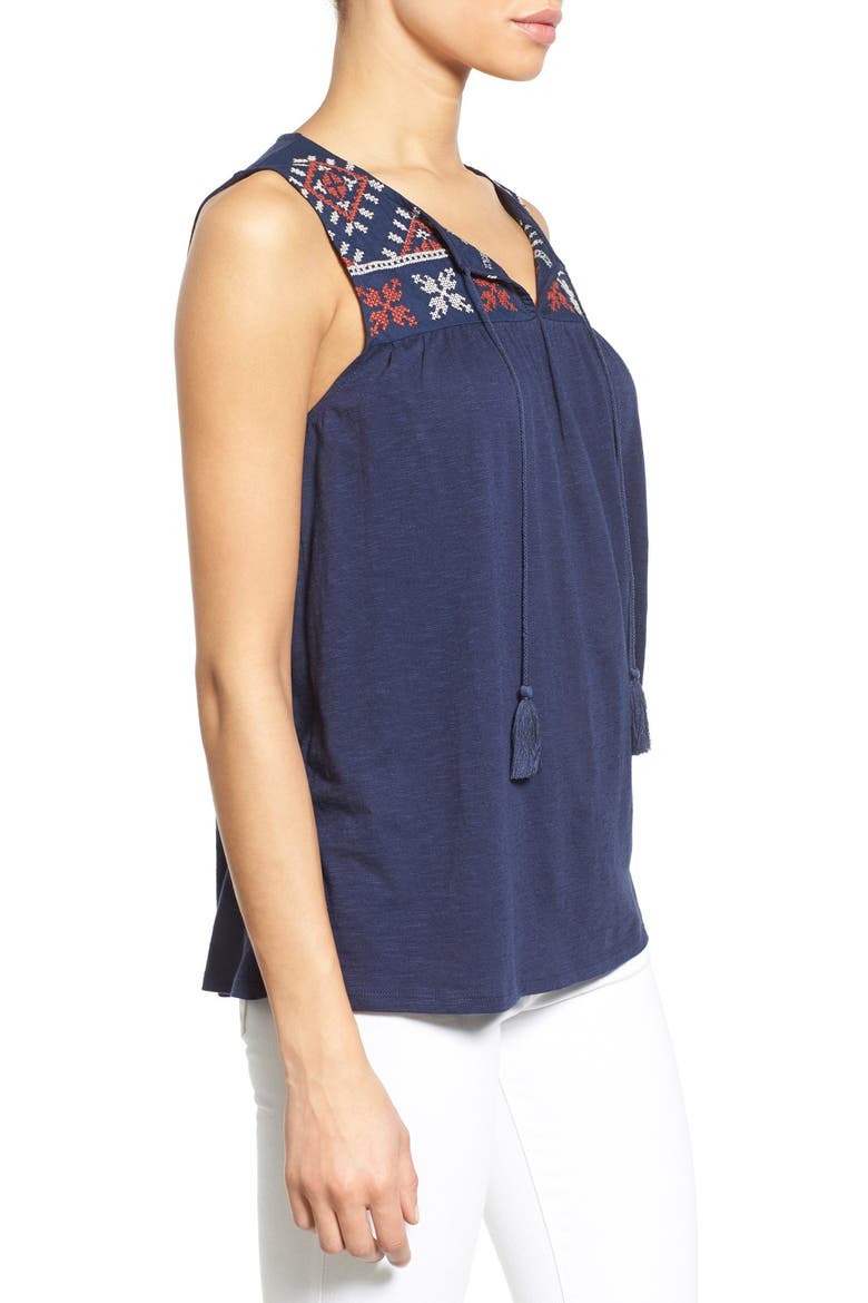 Embroidered Boho Tank, Alternate, color, NAVY- RED EMBROIDERY