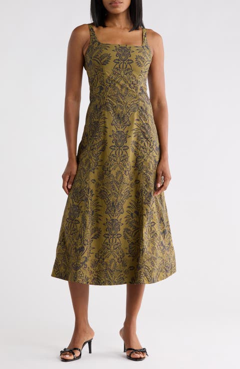 Natali Printed Cotton A-Line Dress