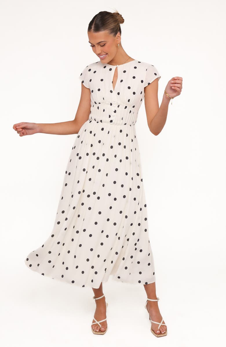 Petal & Pup Darline Dot Keyhole Midi Dress, Alternate, color,