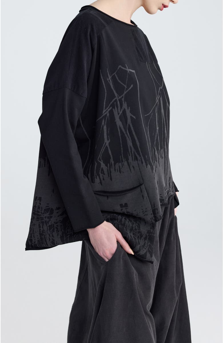 LUUKAA Cristal Textured Blouse, Alternate, color, Ink Black