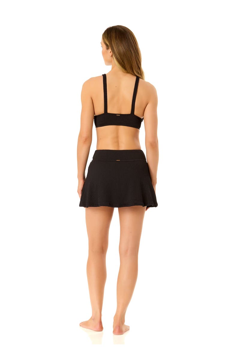 Anne Cole Women's Live In Color Textured Shirred Soft Band Bralette Bikini Swim Top, Alternate, color, Black