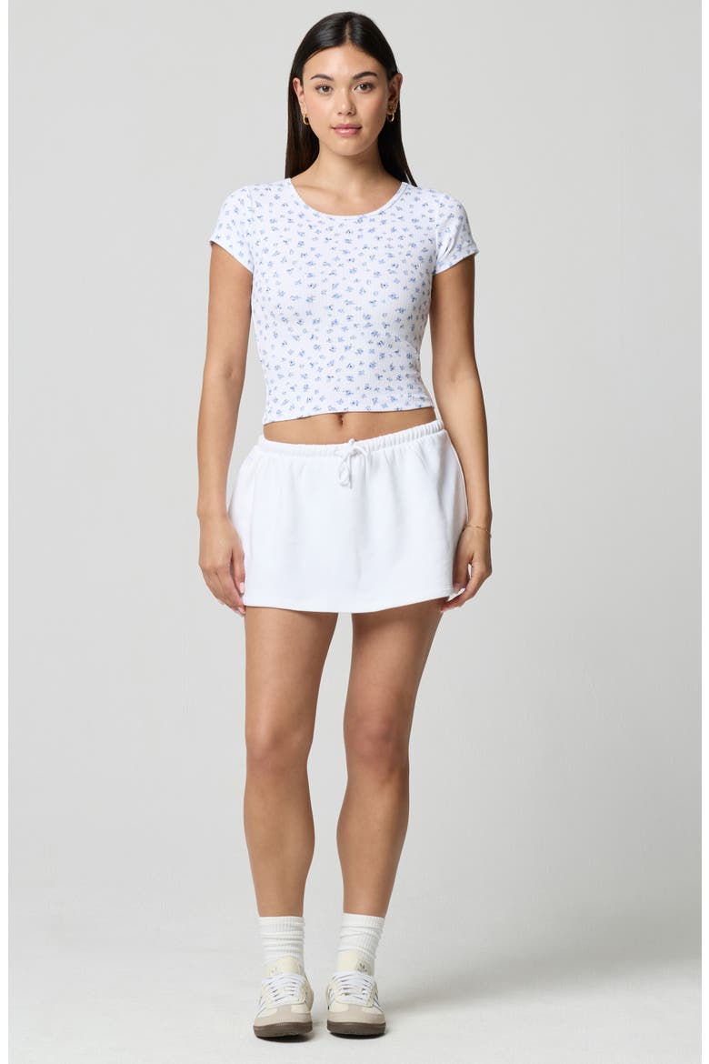 Ditsy Floral Stretch Cotton Crop Baby T-Shirt, Alternate, color, PETIT JARDIN WHITE/ BLUE