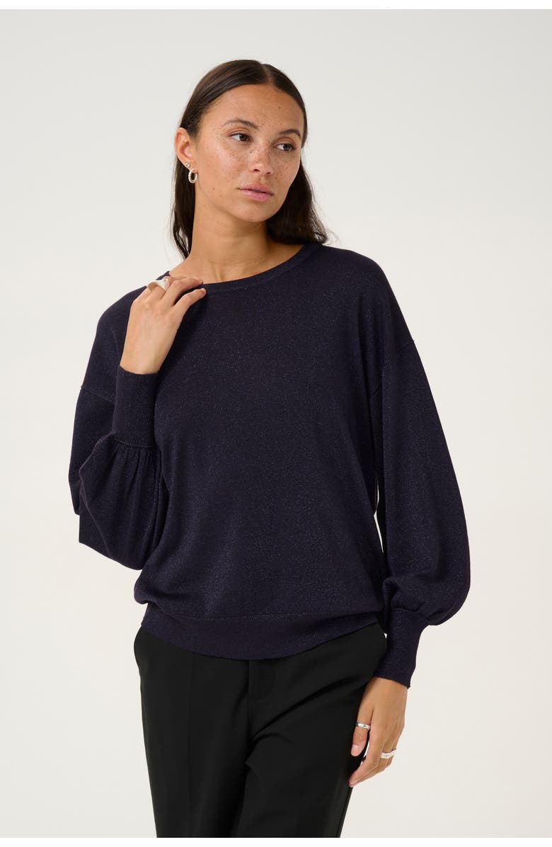 Kaffe Regina Metallic Knit Pullover, Main, color, Dawn Purple