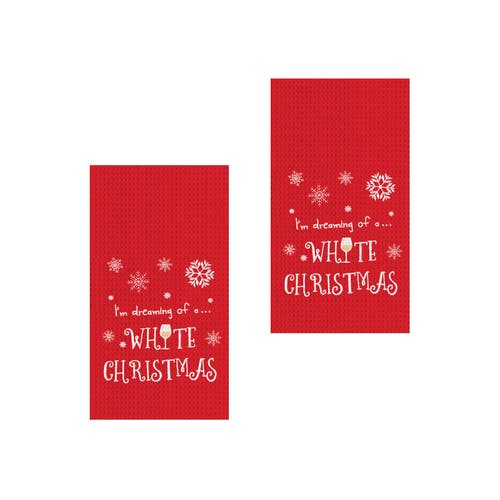 C & F Home C&f Home White Christmas Waffle Weave Kitchen Towel In Red