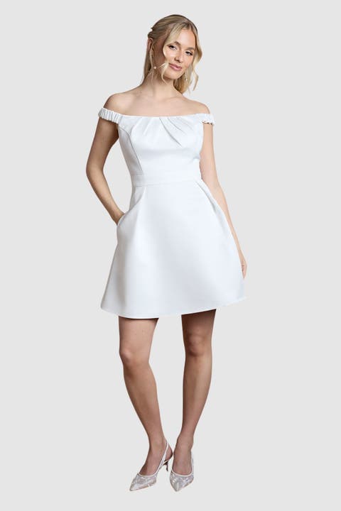 Bardot Bridal Mini Dress