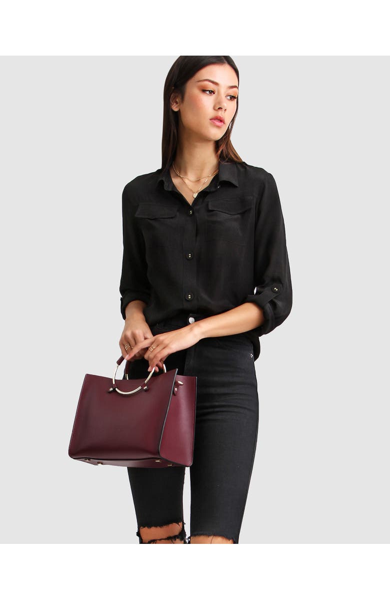 Belle & Bloom Eclipse Rolled Sleeve Blouse, Main, color, Black