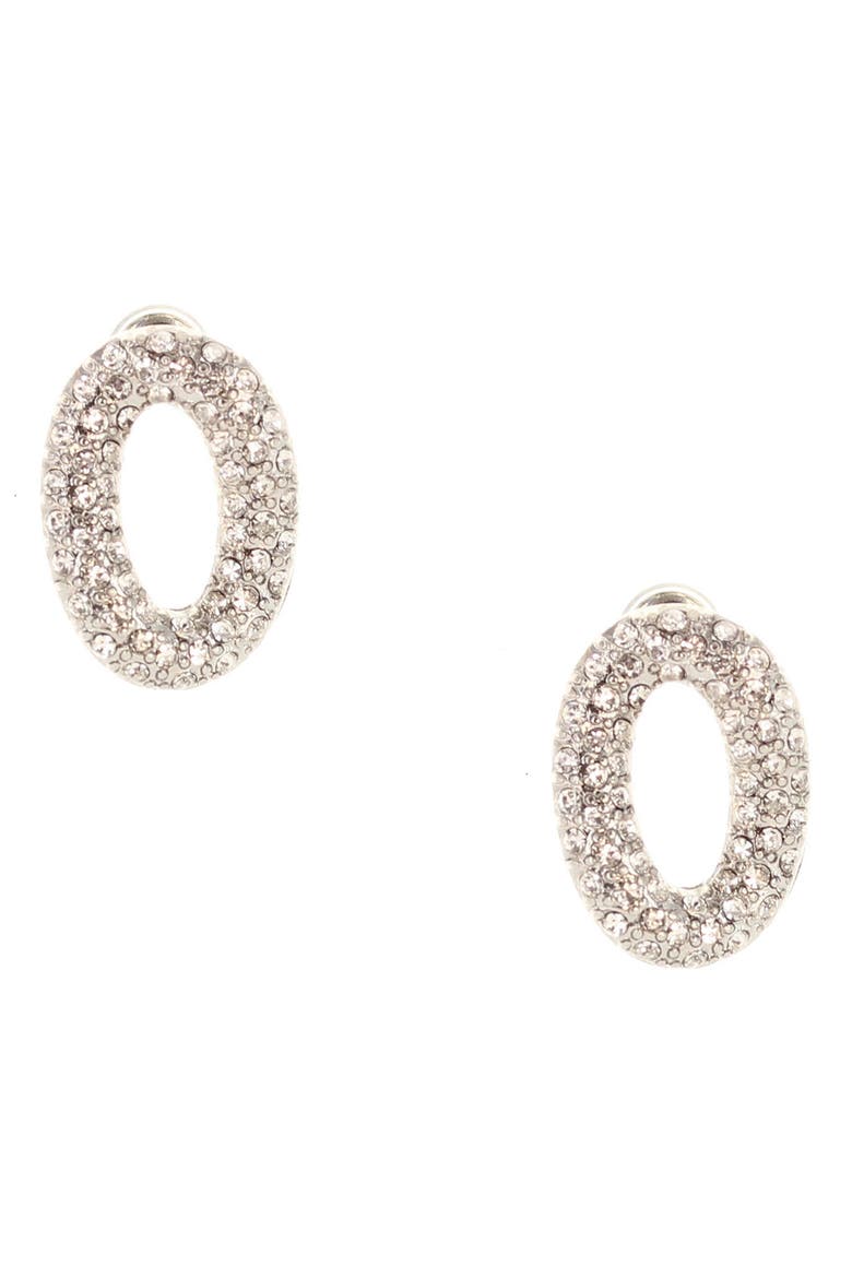 Kelah Oval Stud Earrings, Main, color, SILVER / CLEAR