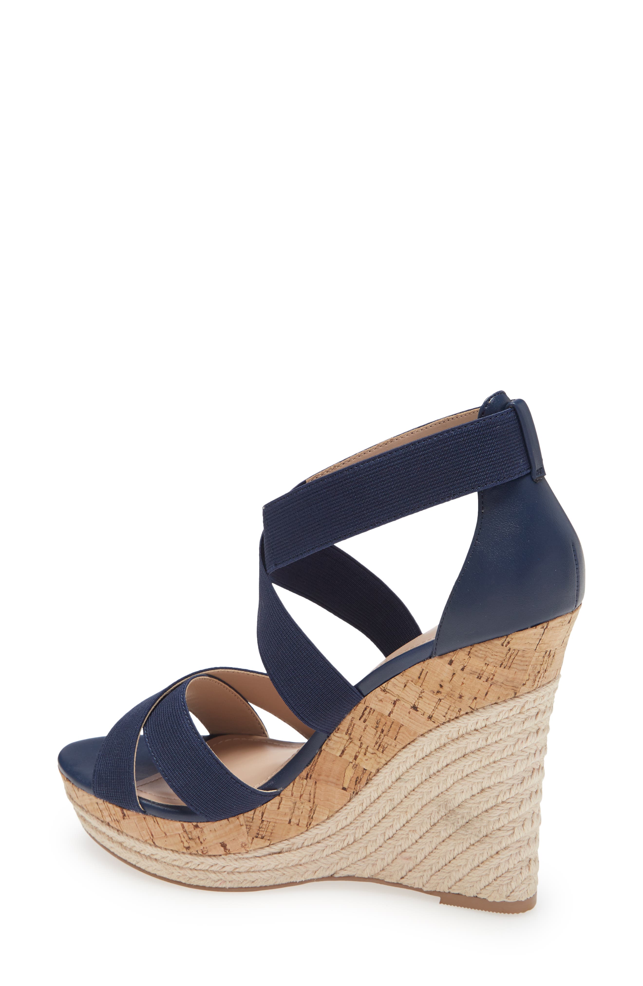 Azures Platform Wedge Sandal, Alternate, color, NAVY LEATHER