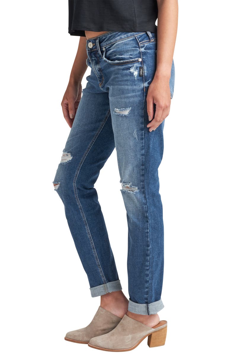 Silver Jeans Co. Ripped Mid Rise Boyfriend Jeans, Alternate, color, 