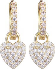 Adornia Cubic Zirconia Heart Drop Huggie Hoop Earrings