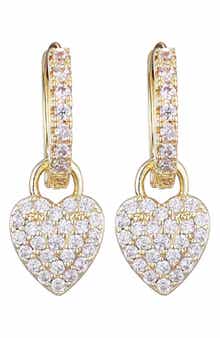 Adornia Cubic Zirconia Heart Drop Huggie Hoop Earrings