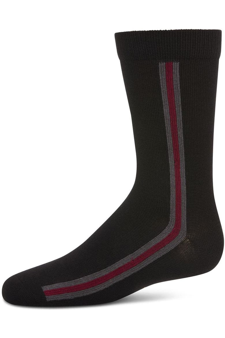 Stripe Fine-Gauge Crew Sock, Main, color, Black