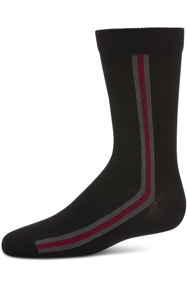 MeMoi Stripe Fine-Gauge Crew Sock, Main, color, Black