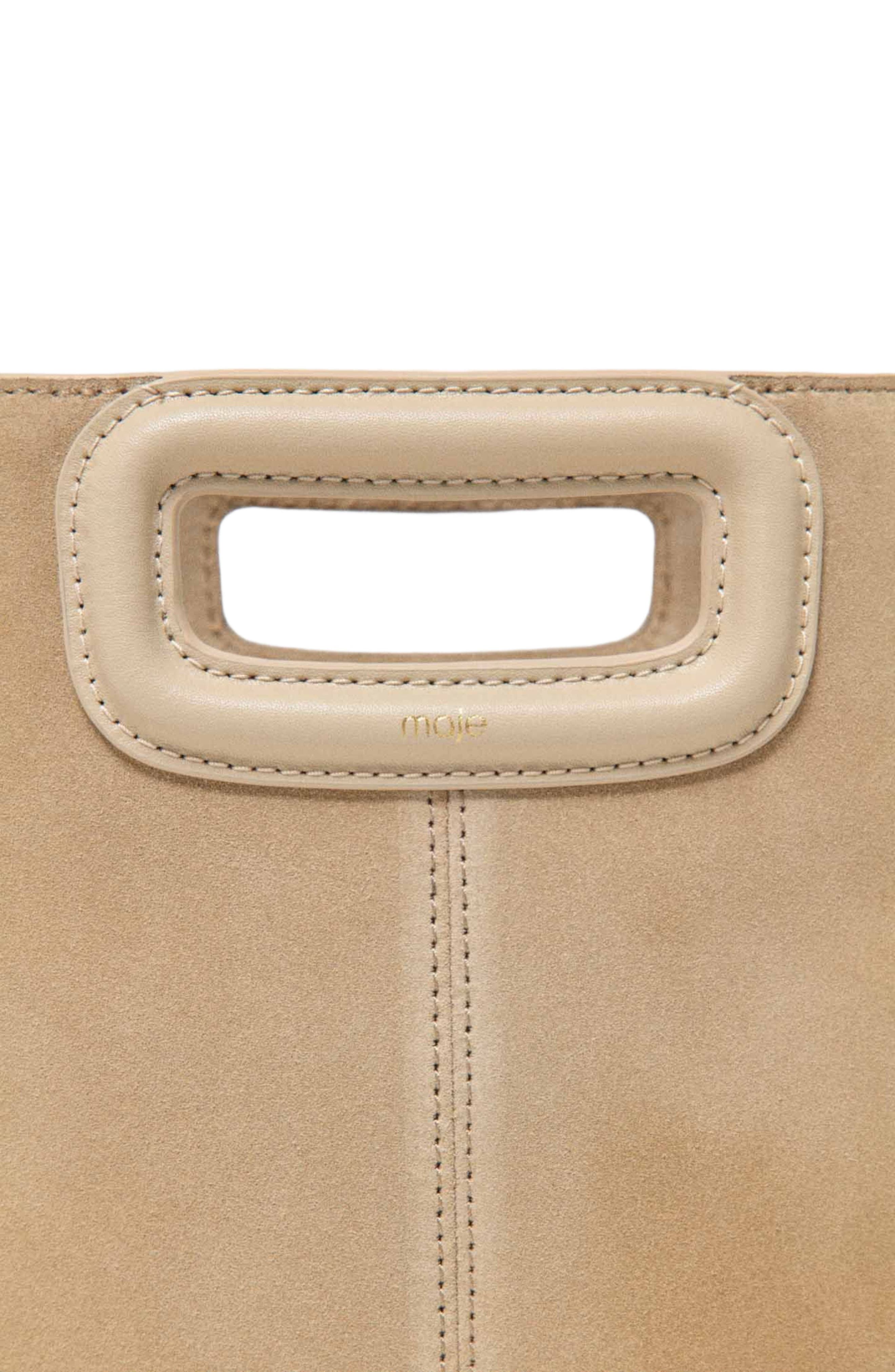 maje Suede leather M bag, Alternate, color, Cappucino