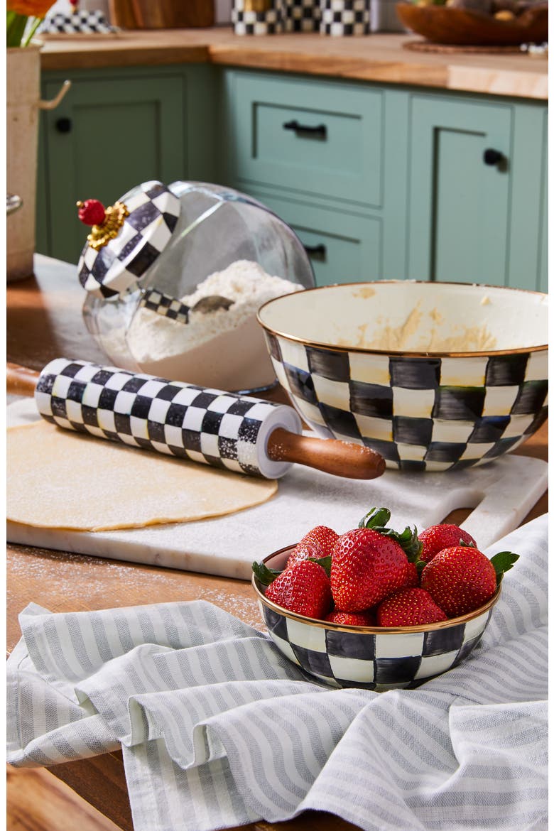 Cookie Jar with Courtly Check Lid, Alternate, color, BLACK/ WHITE