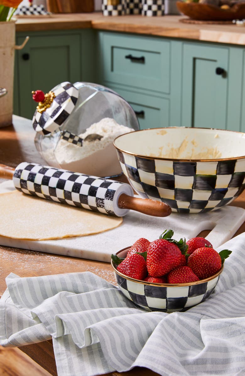 MACKENZIE CHILDS Cookie Jar with Courtly Check Lid, Alternate, color, Black/ White