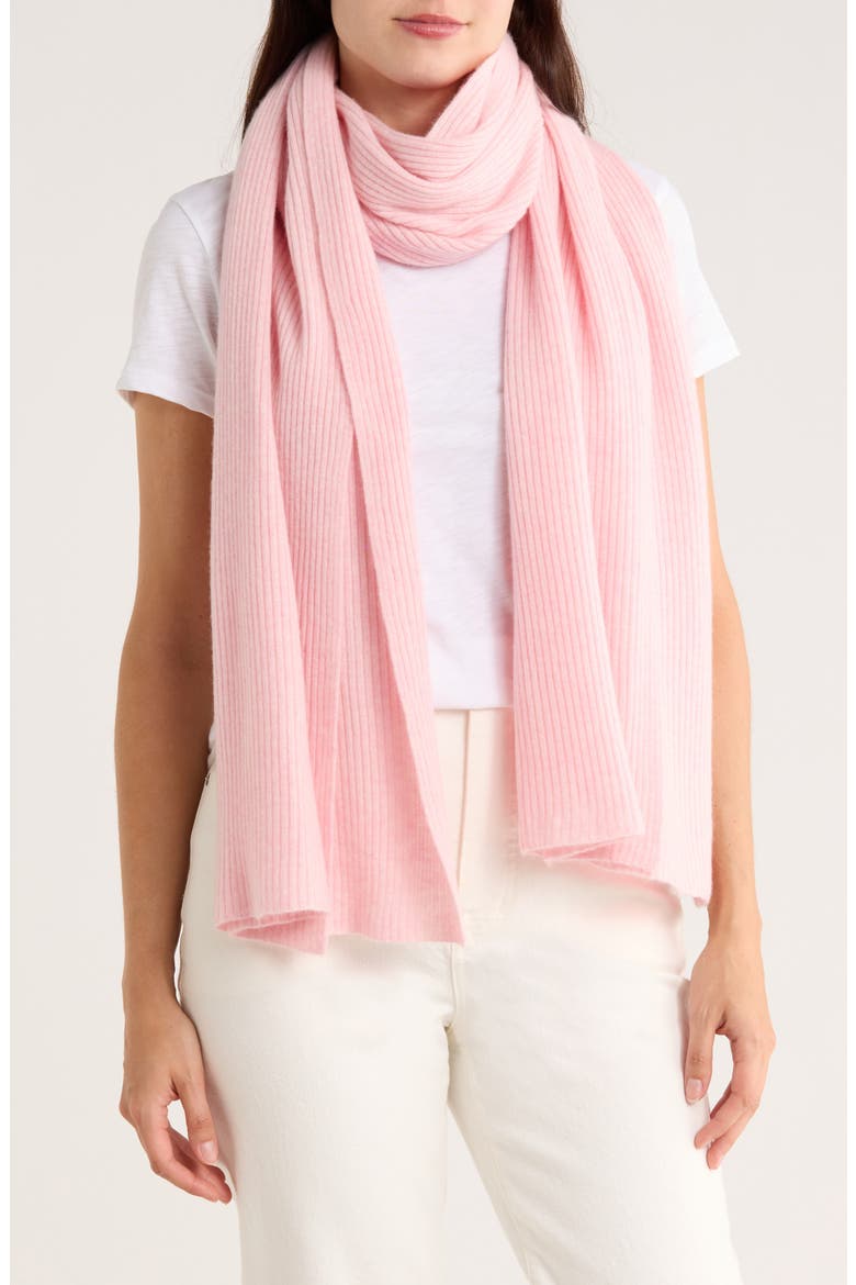 Cashmere Ribbed Wrap Scarf, Main, color, ROSE BUD