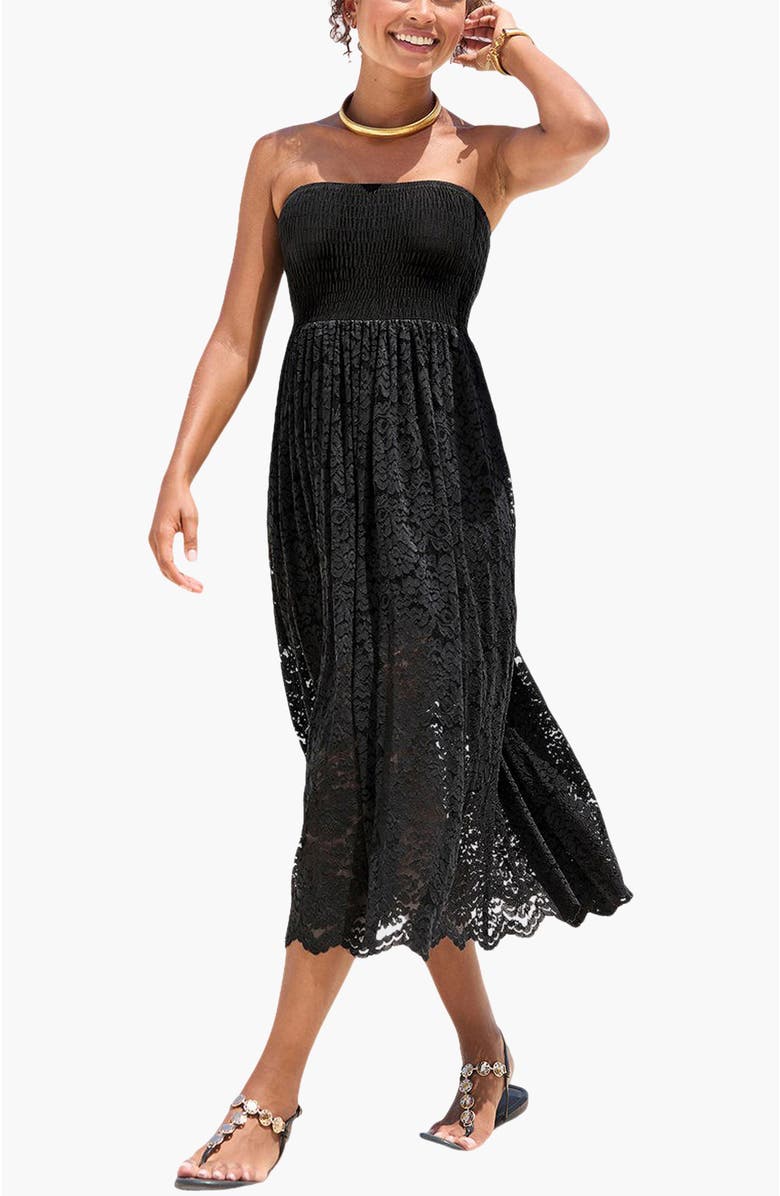 LASCANA Women's Convertible Lace Dress, Main, color, Black