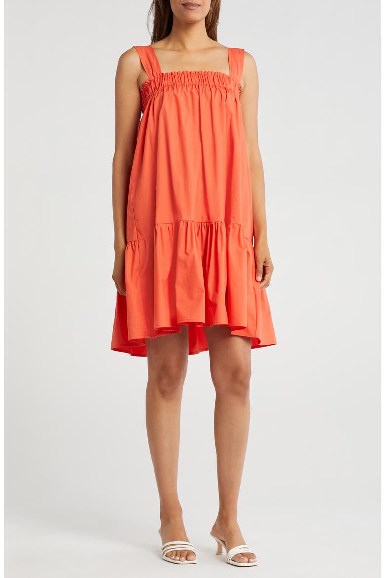 Square Neck Cotton Tunic Top, Main, color, ORANGE