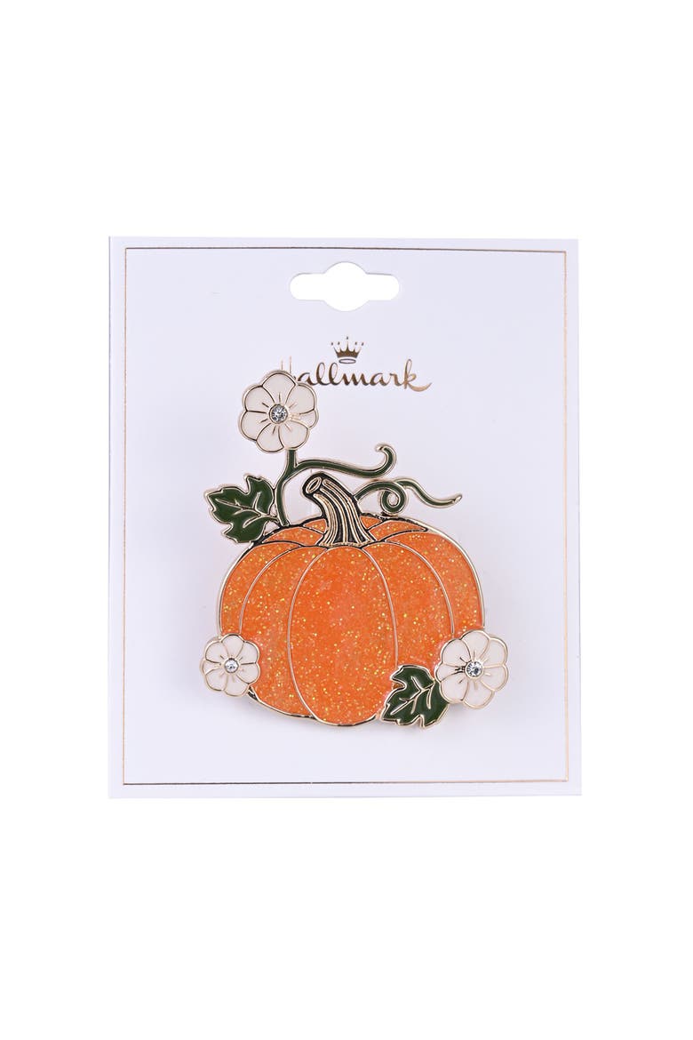 Glitter Enamel Pumpkin Pin, Alternate, color, Orange