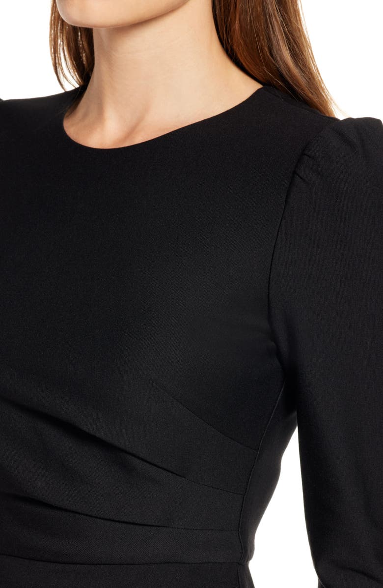 Harper Rose Pleat Asymmetric Long Sleeve Sheath Dress, Alternate, color, 