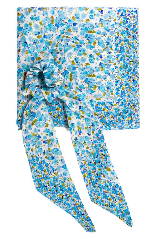 Frances Valentine Pocket Full Of Posies Silk Scrunchie & Removable Scarf Set In Blue