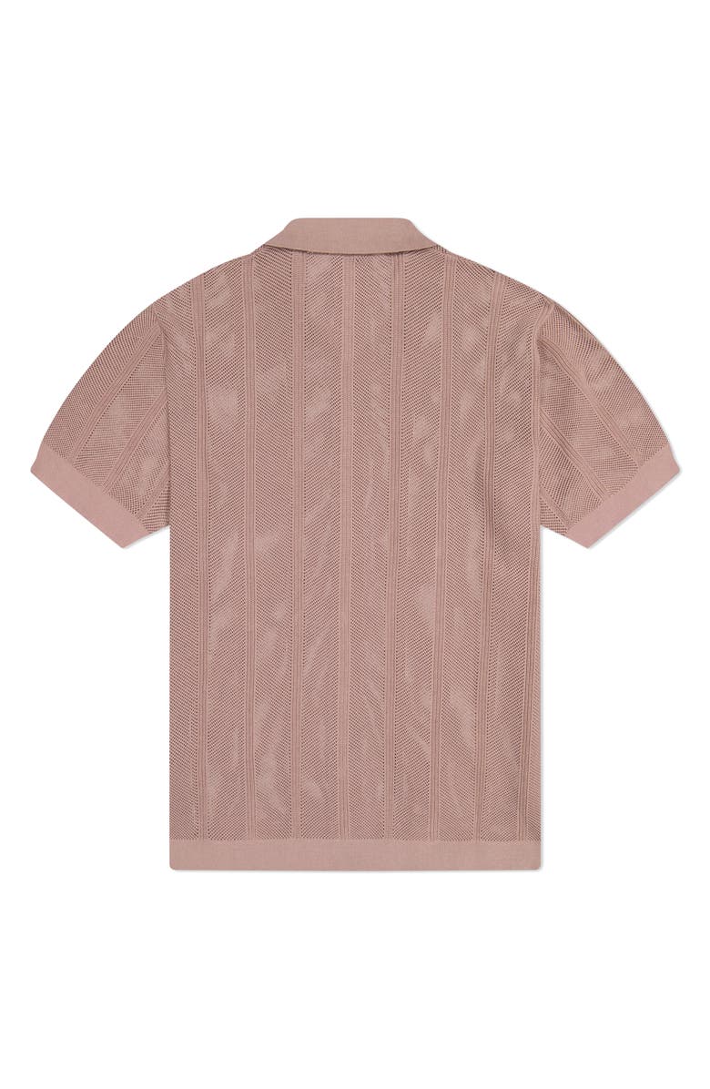 WeSC Loose Weave Short Sleeve Cotton Button-Down Sweater, Alternate, color, Deauville Muave