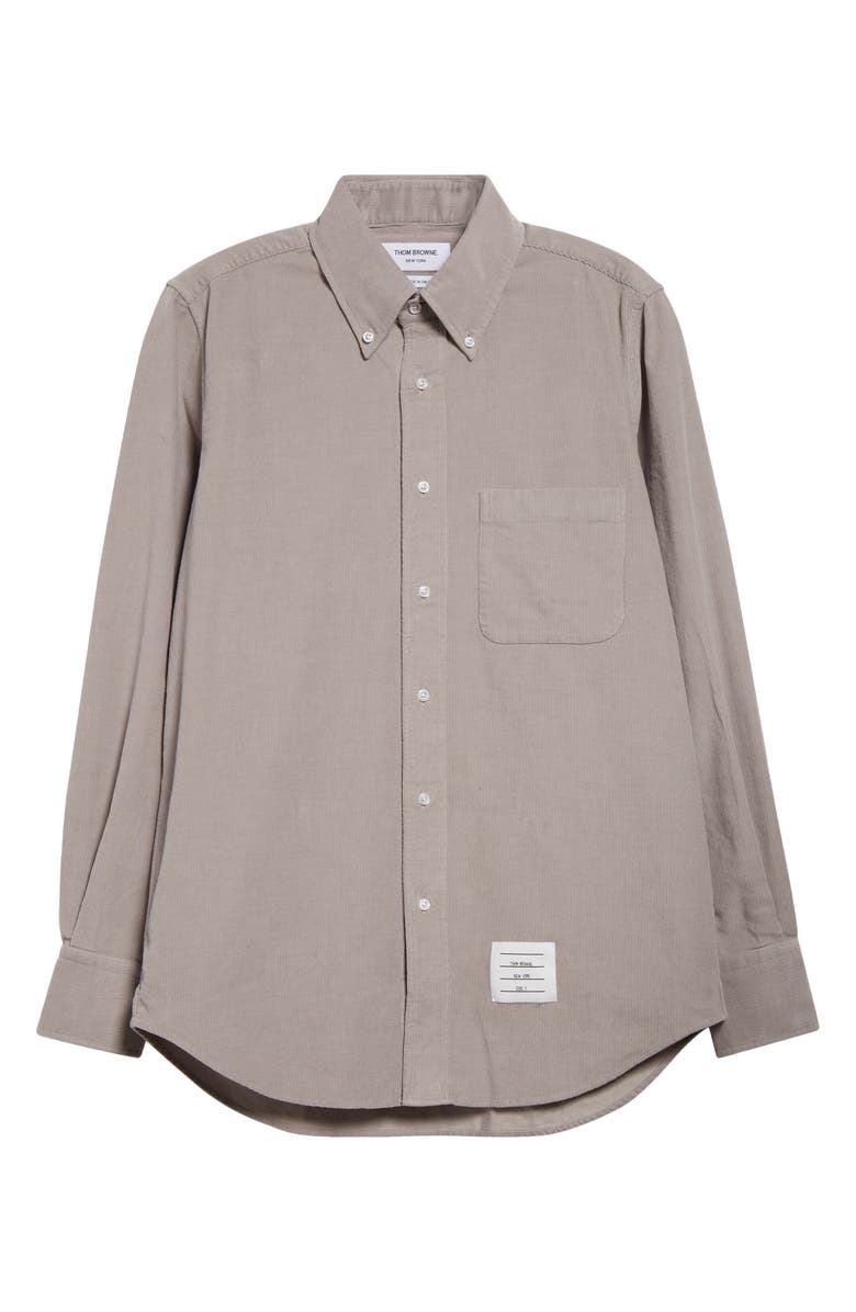 Thom Browne Straight Fit Cotton Corduroy Button-Down Shirt, Alternate, color,