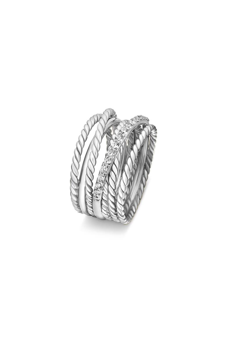 Crossover Wide Diamond Stacked Ring, Alternate, color, DIAMOND