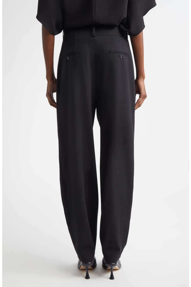 Pleated Wool Stretch Crepe Barrel Leg Pants, Alternate, color, BLACK