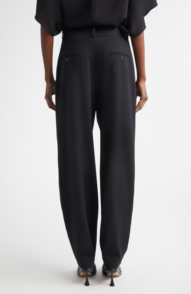 Michael Kors Collection Pleated Wool Stretch Crepe Barrel Leg Pants, Alternate, color, Black