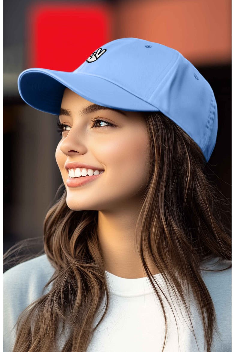 Peace Sign Embroidered Dad Hat, Alternate, color, Light Blue