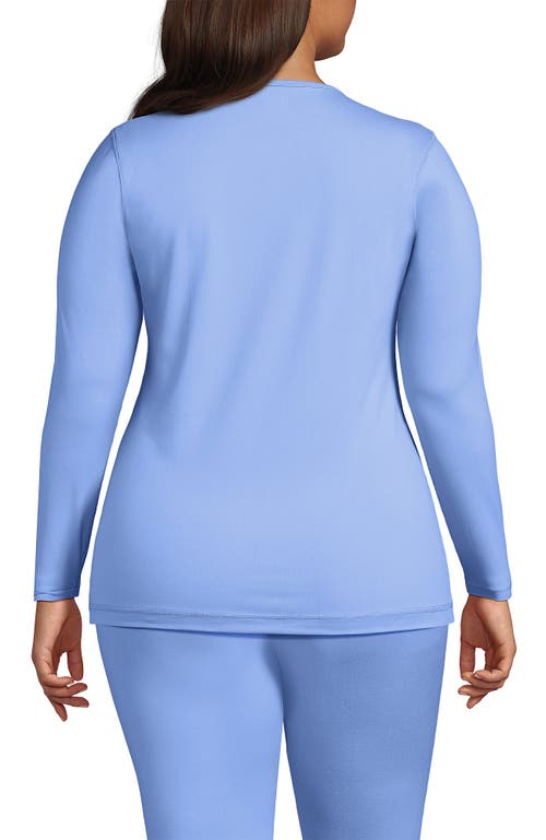 Lands' End Plus Size Baselayer Cozy Thermaskin Crewneck Top In Blue