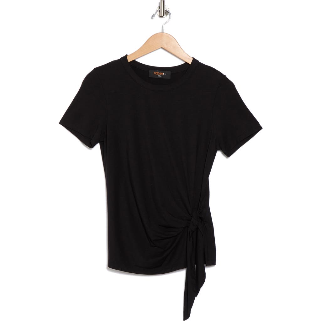 Renee C Short Sleeve Side Knot Tie Top