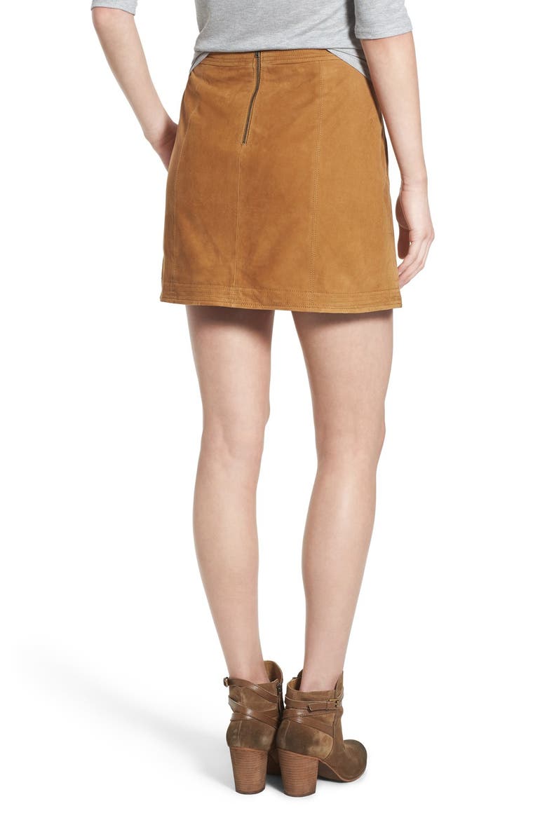 Suede A-Line Miniskirt, Alternate, color, TAN SAHARA
