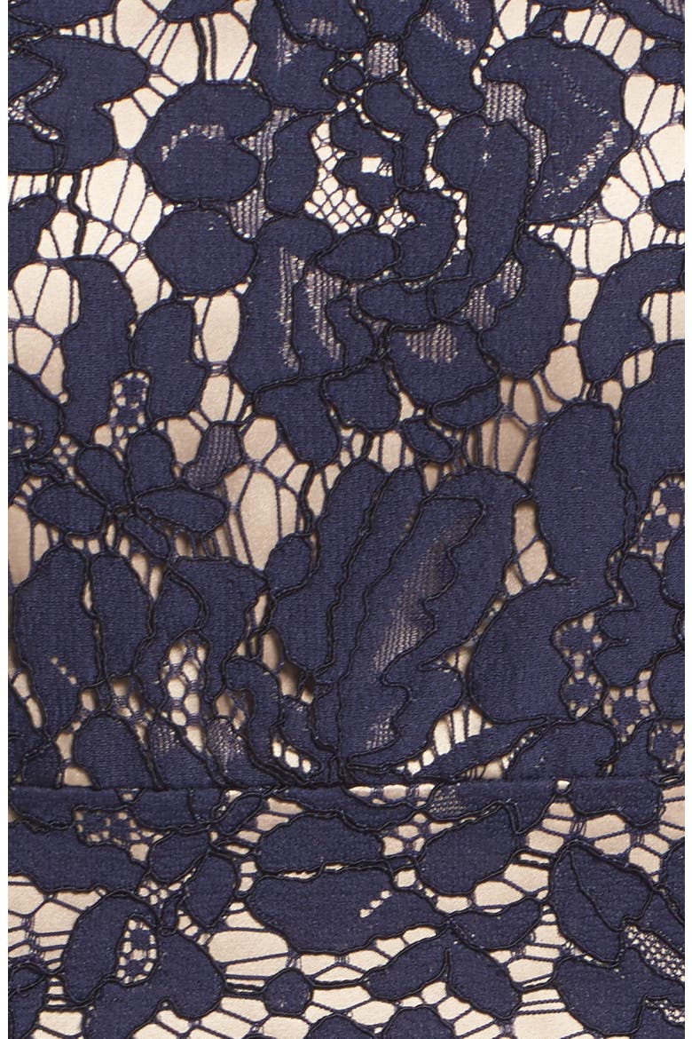 Illusion Yoke Lace Fit & Flare Dress, Alternate, color, NAVY