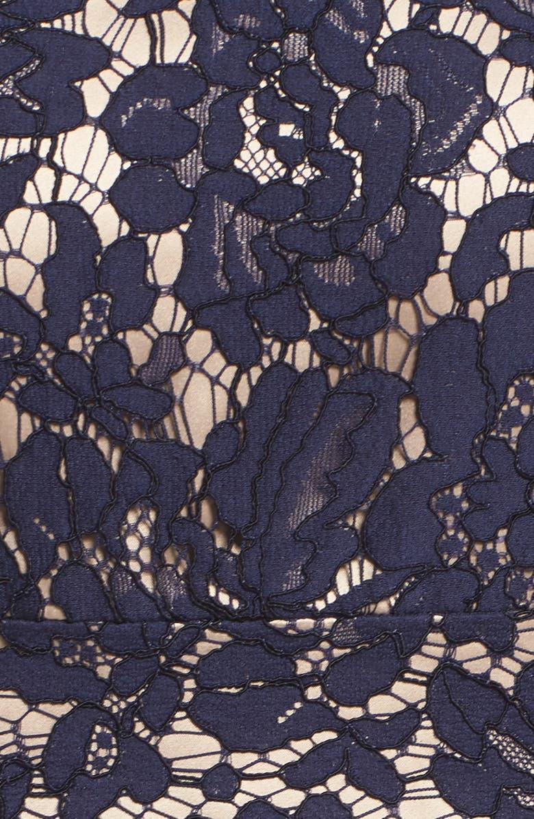 Eliza J Illusion Yoke Lace Fit & Flare Dress, Alternate, color,